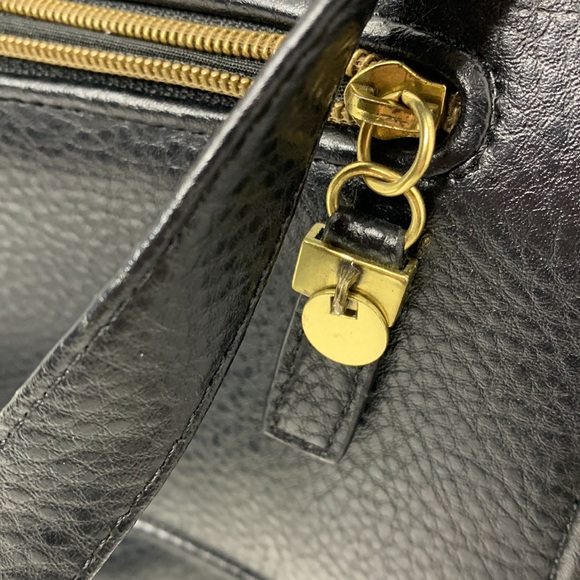 Relic | Black Leather Gold Accented Heavy Duty Crossbody Bag | Business Satchel - Picture 9 of 13